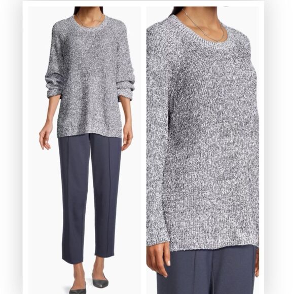 Eileen Fisher Oversized Cotton Crewneck Sweater Large NWT $298 - Picture 1 of 7